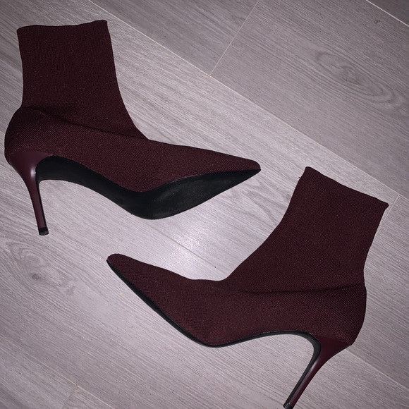 Mango Burgundy Sock Boots size 9.5 - Picture 1 of 2